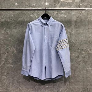 Koszulki męskie T Koszulka marki Mężczyźni z długim rękawem Koreańska wersja trendu Handsome Oxford Textile Dress Hafting Patchwork