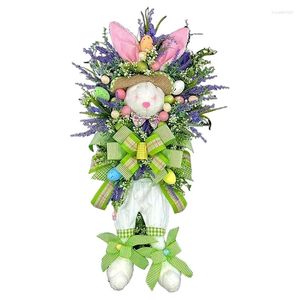 Decorative Flowers Easter Day Bunny Wreath Decoration Front Door Wall Window Decor For Home Farmhouse Decorations