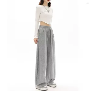 Kvinnors byxor Spring Sports for Women Clothing Autumn Winter Loose Wide Leg High Street Trousers Grey BD851
