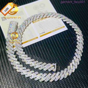 Wholesale 13mm Real Gold Plating Trendy 925 Silver Necklace Moissanite Cuban Link Chain Hip Hop Jewelry Iced Out Cuban Chain