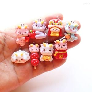 Charms 10 Stück Cartoon Chinesischer Drache Niedlicher Harz Tier Anhänger Festival Geschenk DIY Armbänder Ohrringe Schmuck Handgemachtes Handwerk