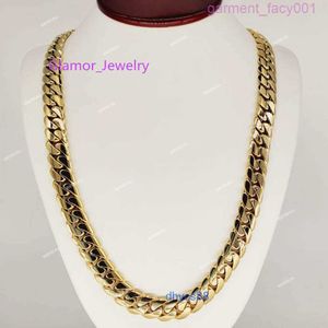 Fancy Jewelry Real 10K 14K Solid Gold Miami Chain Halsband Fast frakt 18mm Pure Cuban för män Kvinnor