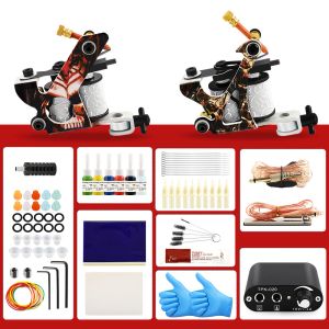 Lieferungen Tattoo Kit Coils Pistolen mit schwarzen Pigmentsets permanent Make -up Hine Tattoo Power Pedal Supply Tattoo Hine Grip