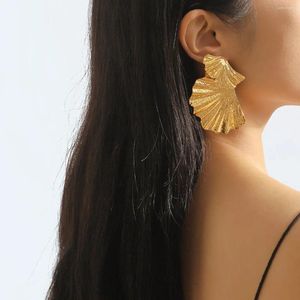 Studörhängen goth geometrisk metallfläktformad blomma kvinnor överdimensionerade uttalande trendiga retro piercing öron smycken y2k tillbehör