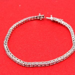 Anpassad hiphop 925 Sterling Silver Iced Out Moissanite Diamond Round Cut Tennis Chain Armband