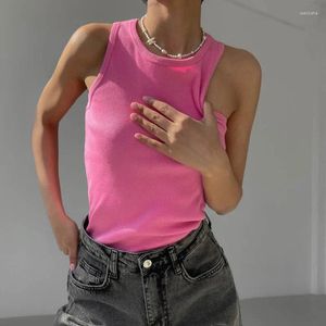 Kvinnors tankar Summer Knit Tank Top ärmlösa kvinnor Sexig t -skjorta Vitt av axel ribbade svarta toppar y2k