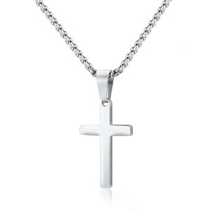New stainless steel cross double layered mens necklace Fashion creative Fried Dough Twists Cuban chain necklace