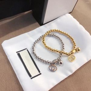 Bracciale rigido Gioielli Bracciali Catena a maglie Ciondolo con lettera Oro 18 carati Argento Fascino di lusso Accessori di design Donna Acciaio inossidabile