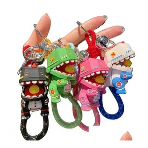 Outros brinquedos presentes promocionais 3D PVC Kawaii bonito dos desenhos animados personagem chaveiro chaveiro anel mecânico dinossauro chaveiros gota entrega dhmlc