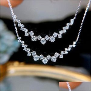 Colares Pingente Choucong Victoria Chegada Luxo Jóias 925 Sterling Sier Redondo Corte Branco Cz Diamante Gemstones Promessa Clavícula N Dhltp