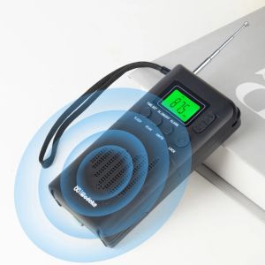 Radiohandhållen Mini Radio med hörlur Jack Portable Radiomottagare LCD Digital högtalare Pocket Radio AM FM Radio för Walking Camping