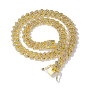 cuban chain Tennis necklace 14mm diamond Cuban necklace alloy full diamond mens and womens hip-hop style jewelry bracelet set