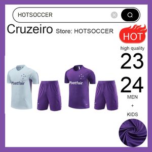 23/24 Cruzeiro eSporte Tracksuits Abzeichen Stickerei Männer Trikot schnell trockenes Kurzarm Shirt Outdoor Freizeitanzug Top Shorts Sports Shirt