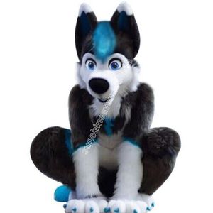 Mascotte per cani da cani husky blu di alta qualità costume in costume top cartone animato personaggio tema anime carnival unisex adulti dimensioni feste di compleanno natale abito da esterno