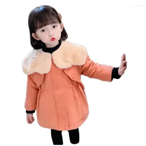 Casaco para baixo meninas cintura coreano roupas de inverno mais jaquetas de algodão de veludo outerwear roupas infantis 2-6 anos