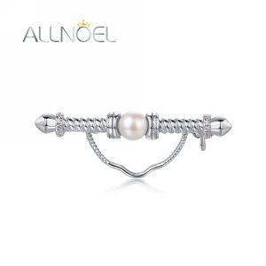 Schmuck ALLNOEL 925 Sterling Silber Individuelle Charm Pin Brosche Für Frauen Natürliche 5mm Perle Zarte Hochzeit Party Geschenke DIY Schmuck Machen