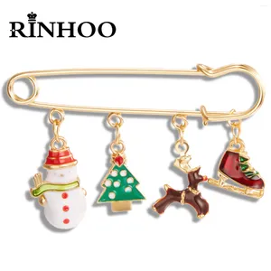 Broszki Rinhoo Wesołych Świąt Bożego Narodzenia Tree Snowman Deer Elk Buty Skate Buty wisiorki duże igły szpilki Enamel Rok Prezenty na imprezę Prezenty