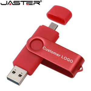 Drives Jaster High Speed ​​USB Flash Drive OTG Pen Drive 64 GB 32 GB USB Stick 16 GB Rotatable Pen Drive för Android Micro/PC Business Gift