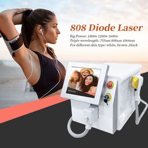 Depilazione laser a diodi di vendita calda 755 808 1064 Depilazione laser a diodi permanente Sistema di raffreddamento 3 Lunghezza d'onda Rimozione dei capelli a diodi