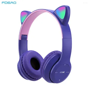 かわいい猫の耳ヘッドフォンキッズBluetoothヘッドセットワイヤレスステレオ折りたたみ折りたたみ折りたたみマイクLEDライトTFミュージックゲームギフト