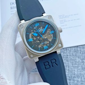 2024 최고 품질 44mm Mens Bell Wristwatches 방수 자동 이동 기계식 시계 사파이어 유리 스테인리스 스틸 맨 Ross Watches Bro6