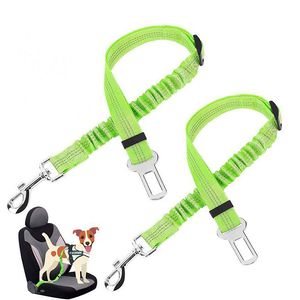 Adjustable Pet Harnesses Retractable Dog Leash Reflective Car Seat Belt Travel Accessories for Dogs Cats with Elastic Shock Absorption