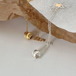 Ciondoli Placcatura in oro 18 carati Autentico argento sterling 925 Collana con ciondolo rotondo Lucky Circle C-B1094