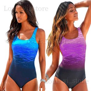 Costume da bagno donna Swimming River Costume da bagno intero sexy senza schienale con stampa sfumata, costume da bagno pieno di grasso T240222