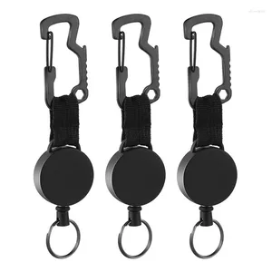 Keychains 3 Pack Retractable Keychain - Heavy Duty Badge Holder Reel With Multitool Carabiner Clip Key Ring Steel Wire Cord Up To 25