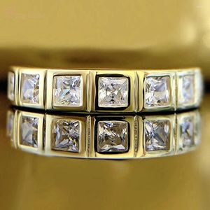 Cluster Rings Wong Rain 18k Gold Plated 925 Sterling Silver 3mm Strålande snitt Hög koldiamant Gemstone Wedding Band Jewelry Ring Wholesale