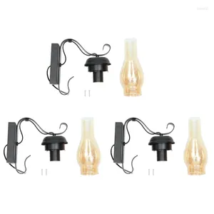 Wall Lamp 3X Vintage Rustic In Glass And Mood Light Decorative For Bedroom (Does Not Contain Bulbs)