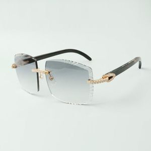 Projektanci Średnie Diamenty Okulary przeciwsłoneczne 3524022 Cutowanie obiektywu Naturalne czarne okulary teksturowe okulary, rozmiar 58-18-140 mm
