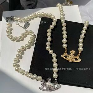satellite Necklace Designer Necklace for Woman Vivienenwestwood Luxury Jewelry Viviane Westwood Necklace High Edition Queen Mother Saturn Pearl Necklace Classi
