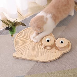 Toys 3 in1 Massivholz Katzenkratzer Plattentable Kratzplatte mit Spuren Spinnbällchen Wearresistant Cat Interactive Toy