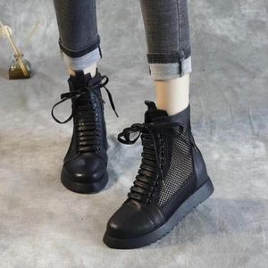 S sandali 2024 Summer Fashion Round Head Front Lace Up Mesh Frea traspirante Colore solido Stivali da donna comodi sandalo Fahion Meh Women 'Boot