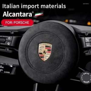 Interior Accessories Automotive Steering Wheel Horn Airbag Cover Alcantara Suede For Porsche Panamera Cayenne 718 911 Macan Taycan