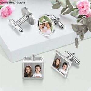 Schmuck Personalisierte Master Customized Photo Manschettenknöpfe Gravierbilder klassische Smokinghemd -Shirt -Links Männer Hochzeitsgeschäft Shirts Geschenk