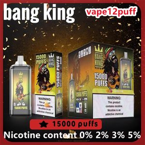 Bang King 15000 Tek Kullanımlık E-sigara, Orijinal En Çok Satan Vape Önceden Yüklü 650MAHPOD Pil Mesh Rulo 25ml Puff 15000 E-sigara Kutusu, Nikotin İçeriği 0% 2% 3% 5%