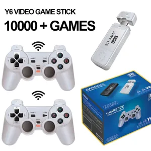 コンソール新しい1セット4K HDワイヤレスHDMI Y6 TVゲームスティックゲームコンソール10000+ゲーム128G 2.4Gワイヤレスゲームパッド