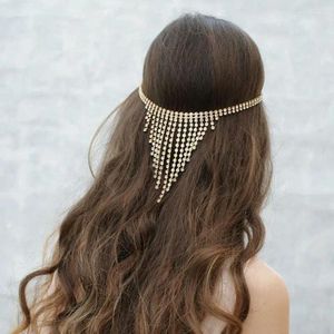 Saç klipleri Moda Rhinestone Crystal Uzun Püskül Aksesuarlar Gelin Düğün Headdress Kadın Toptan