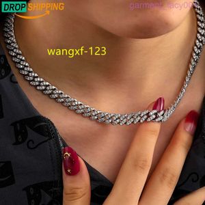 Dropshipping Punk Men smycken 8mm guldpläterad 925 Sterling Silver VVS Moissanite Diamond Iced Out Cuban Link Chain Necklace