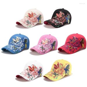 Бейсбольная кепка с вышивкой бабочки, весна-лето 2024, женская повседневная бейсболка с бабочками и цветочным принтом, уличные солнцезащитные кепки