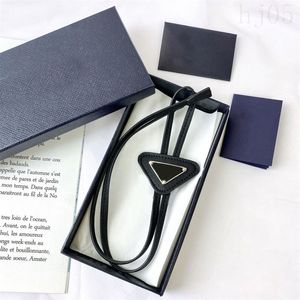 Distinctive bolo mens tie trendy leather designer tie with thin drawstring adjustable unisex black white ladies leisure luxury neck tie creativ triangle PJ046 B4