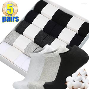 Herrstrumpor 1Pair/5Pairs Low Cut Men Solid Color Black White Grey Breattable Non-Slip Cotton Sports Male Short Women