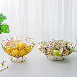 Тарелки, железная корзина с фруктами, круглая гирлянда, универсальная тарелка для журнального столика для гостиной, домашнее хранение закусок