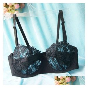 Bras Ladies Haftowe koronkowe kobiety Bra Mesh Brassiere Bralette Bielizna bieliznę Czarnoczerwony biały rozmiar A B C D 75 80 85 90 95 100 201 Dhzjy