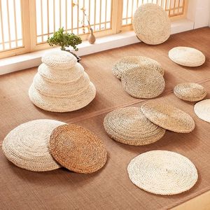 Pillow Woven Rattan Straw Thin Round Tatami Pouf Floor Sitting Yoga Meditation Mat For Seat Pad Carpet Home Living R