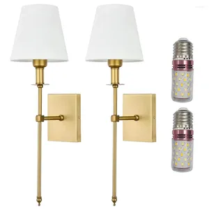 Wall Lamp 2Pcs Retro Industrial Style E27 Fabric Lampshade Bedroom Bedside Resding Light Bathroom Restroom Night