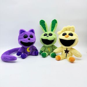 Giocattoli di peluche di vendita calda, piccoli animali sorridenti, conigli, gatti, cani, orsi, horror morbido, regali di peluche di serie di animali sorridenti