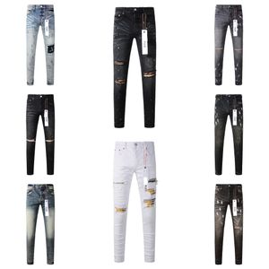 Lila Jeans, Herrenhosen, Designer-Jeans, Herrenjeans, trendige Distressed-Jeans, gerade, zerrissen, Slim-Fit, Motorrad-Herren-Stapeljeans, lose Jeans, Tropfjeans, Pantalones, Tropf